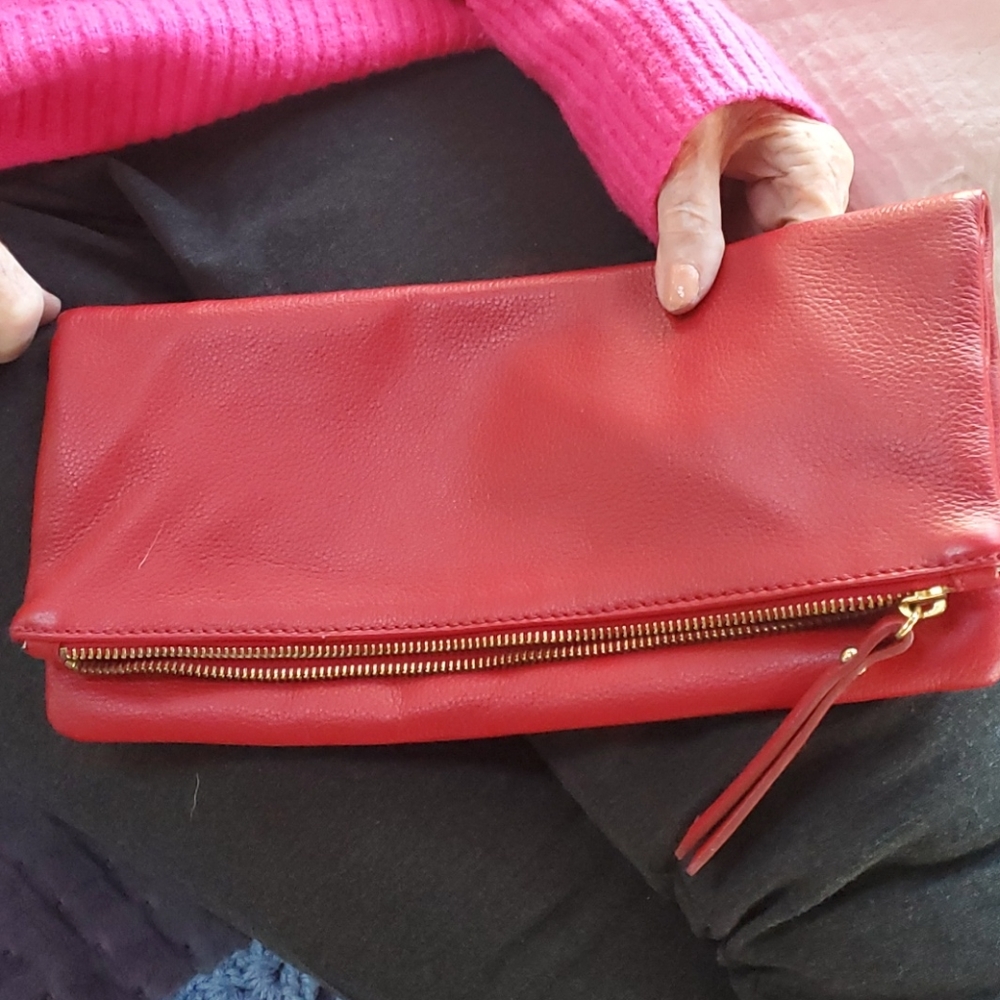 New- Banana Republic clutch soft Red leather.